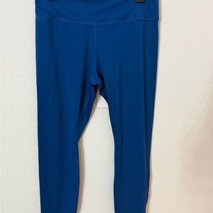Nike Dri-FIT Blue Cropped Leggings Swoosh Logo Athletic Activewear Women’s L/G